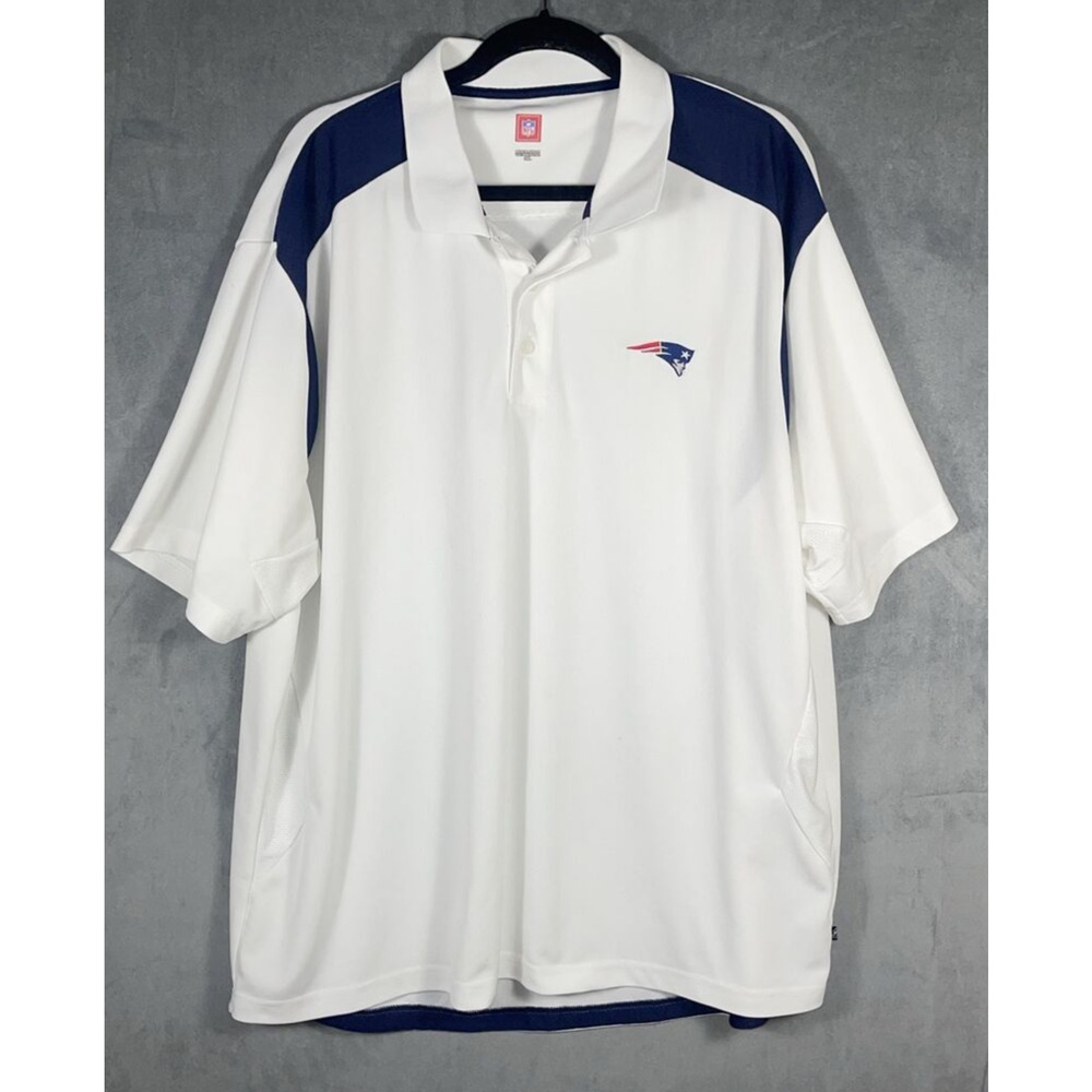 NEW ENGLAND PATRIOTS NFL Men's‎ White Short Sleeve Polo Shirt 2XL
